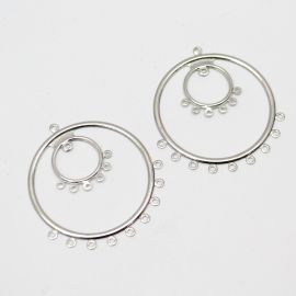 Pingente de Estamparia / 52x49mm - Redondo (1 par) -Níquel