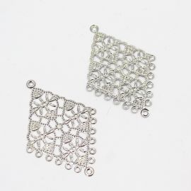  Pingente de Estamparia / 62x41mm - Losango (1 par) - Níquel 