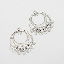 Pingente de Estamparia / 30x29mm - (1 par) - Níquel 