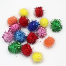 Pompom com Brilho Festão / 25mm - Cores Diversas (50 unidades)