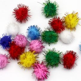 Pompom com Brilho Festão / 20mm - Cores Diversas (50 unidades)