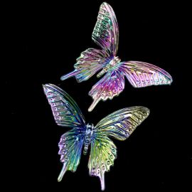 Borboleta de Plástico / 8x10cm - Furo no Meio (10 gramas) - Transparente Furta-cor