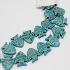 Pedra Howlita / 23x26mm - Peixe (1 Fio com aproximadamente 16 unidades) 