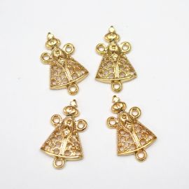 Salve Rainha de Metal / 25x15mm - N. Sra Aparecida (Unidade)-Dourado