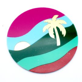 Base para Bolsa em Acrílico / 18cm - Redonda - Coqueiro (unidade) - Cores Diversas
