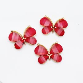 Aplique de Metal Com Resina / 22x30mm - Borboleta (unidade)