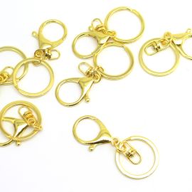 Fecho de Metal / 6,5cm - Mosquetão com Argola (UNIDADE)-Dourado