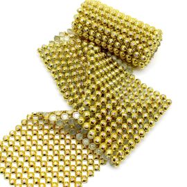 Passamanaria Plástica / 11cm - com Detalhe em Strass (1 Metro) - Dourado