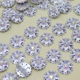 Passamanaria Plástica / 26mm - Flor com Detalhe em Strass e Chaton - (1 Metro)