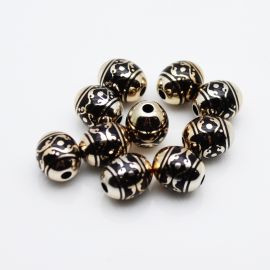 Entremeio de ABS Pintado / 13x12mm - Oval - Dourado (unidade) - Preto