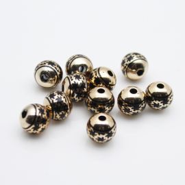 Entremeio de ABS Pintado / 11mm - Bola - Dourado (unidade) - Preto