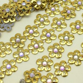 Passamanaria Plástica / 28mm - Flor com Detalhe em Strass  - (1 Metro)