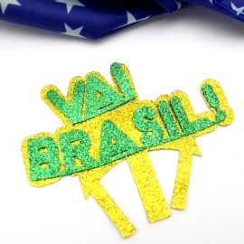 Tema Brasil / Kit em E.V.A com Glitter - Frase: VAI BRASIL!