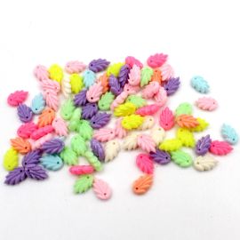 Mix Multicolorido Leitoso / 9x5mm - Pingente - Folha (20 gramas)