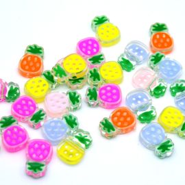 Mix Multicolorido / 24X16mm - Transparente Resinado - Abacaxi (10 gramas)