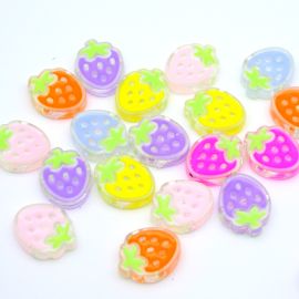 Mix Multicolorido / 24X19mm - Transparente Resinado - Morango (10 gramas)