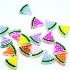 Mix Multicolorido / 22x23mm - Transparente Resinado - Melancia (10 gramas)