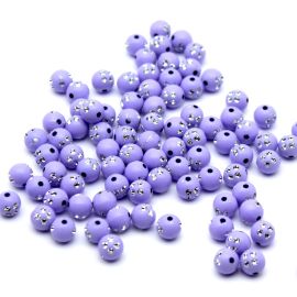 Bola Plástica Leitosa / 8mm - com Falso Strass (10 gramas)