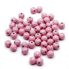 Bola Plástica Leitosa / 10mm - com Falso Strass (10 gramas)