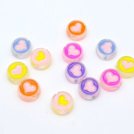 Mix Multicolorido / 21mm - Transparente Resinado - Redondo com Coração (11 gramas)
