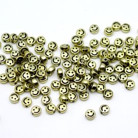 Pastilha de Plástico Redonda / 7mm - Smile - Preto (20 gramas) - Dourado