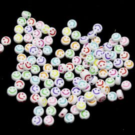 Pastilha de Plástico Redonda / 7mm - Smile - Colorido (20 gramas) - Branco