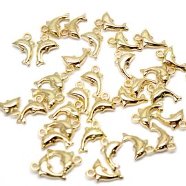 Pingente de ABS / 1° LINHA - 17X11mm - Peixe (10 unidades)-Dourado