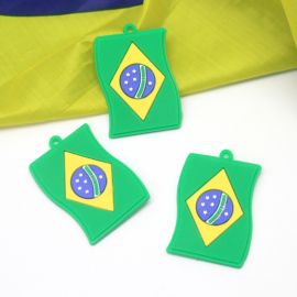 Tema Brasil / Pingente Emborrachado - Bandeira 33x50mm (1 Unidade)