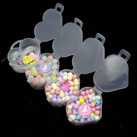 kit Infantil para Montagem de Bijouterias / (18x6cm) - Coração - 4 Divisórias 