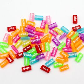 Mix Multicolorido / 7x15mm - Pastilha Transparente - Palavras em Inglês - Branco (20 gramas)