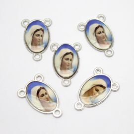 Salve Rainha de Metal / 24x15mm - Resinado - Rainha da Paz (Unidade) - Níquel