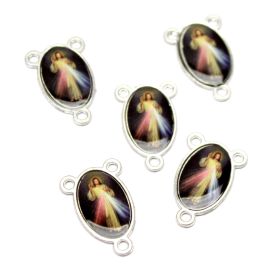 Salve Rainha de Metal / 24x15mm - Resinado - Jesus Misericordioso (Unidade) - Níquel