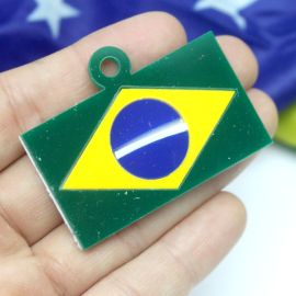 Tema Brasil / Pingente de Acrílico - BANDEIRA 37x50mm (1 Unidade)