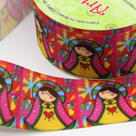 Fita de Gorgorão N°09 / 38mm - Sagrado Coração de Maria - Religioso (1 metro)