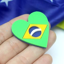 Tema Brasil / Aplique de Acrílico 40mm - Bandeira Coração (unidade)