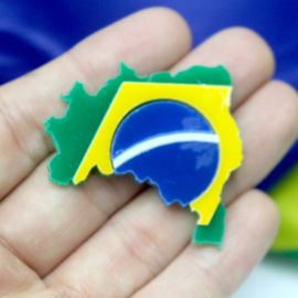 Tema Brasil / Aplique de Acrílico 43mm - Bandeira Mapa (unidade)