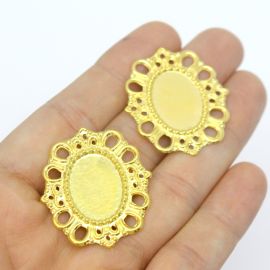 Base de Estamparia em Metal / 35x30mm (Unidade) - Dourado