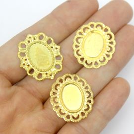 Base de Estamparia em Metal / 26x22mm (Unidade) - Dourado