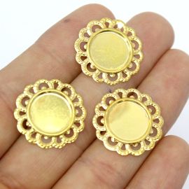 Base de Estamparia em Metal / 20mm (Unidade) - Dourado