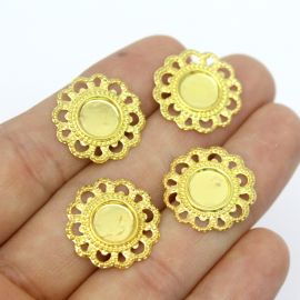 Base de Estamparia em Metal / 19mm (Unidade) - Dourado