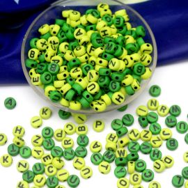 Tema Brasil / Conta Plástica 7mm - Branca (20 gramas) - Letras Verde e Amarelo