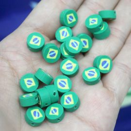 Tema Brasil / Entremeio de Fimo 10mm - Bandeira (unidade)