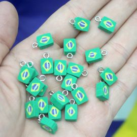 Tema Brasil / Pingente de Fimo 10mm - Bandeira (unidade)