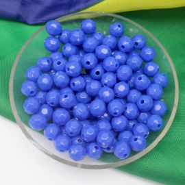 Tema Brasil / Conta Plástica Leitosa - Bola Sextavada 8mm (10 gramas)