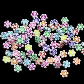 Conta Plástica / 10mm - Smile - Florzinha - Cores Diversas (10 gramas) - Branco