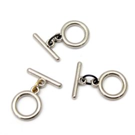 Fecho de ABS / Argola 15mm - Encaixe T (PAR)-Níquel