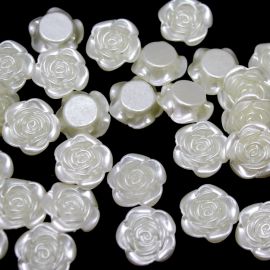 Conta de ABS Perolado / 15mm - Flor (10 gramas) - Creme 