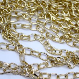 Corrente de Alumínio / 12x7mm - Elo Oval (1 METRO) - Dourada