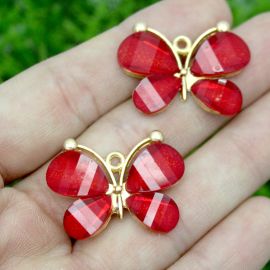 Pingente de Metal Com Resina / 22x29mm - Borboleta (Unidade)