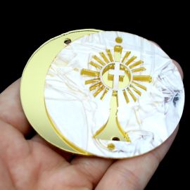 Placa em Acrílico Perolada / 6cm - Jesus Eucarístico (PAR) - Dourado